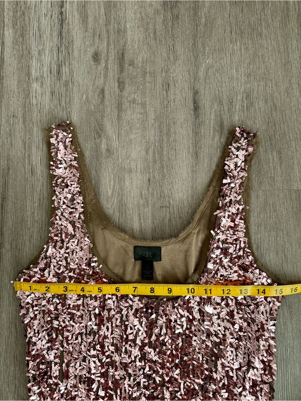 Banana Republic Pink and Olive Sequin Raw Hem Mini Dress - Picture 6 of 12